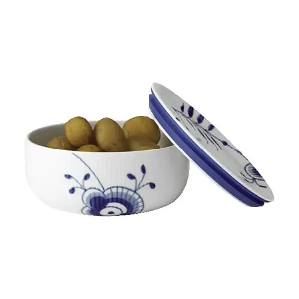 Royal Copenhagen Blå Mega Riflet Opbevaringskrukke M. Låg - Billede 4